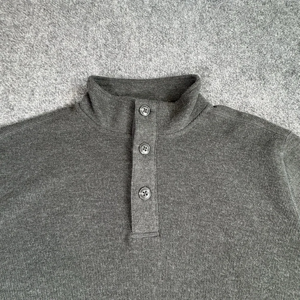 Banana Republic Mock Neck Henley Pullover Men XL Gray Knit Sweater Preppy Office